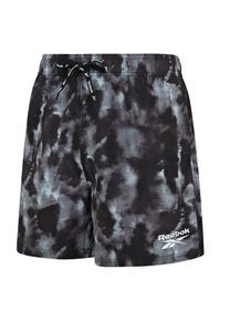 Badeshorts Reebok "Milan", Herren, Gr. S, N-Gr, schwarz, Microfaser, Polyester, unifarben, Badehosen Badeshorts, mit Kordelzug und elastischem Bund, Tie-Dye-Look, schnell trocknend