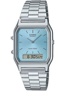 Chronograph CASIO VINTAGE, silber (silberfarben, hellblau), Armbanduhren, Damen, Chronograph, Quarzuhr, Armbanduhr, Damenuhr, Herrenuhr, Digitaluhr,Edelstahlarmband