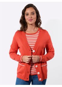 Strickpullover Casual Looks "Twinset", Damen, Gr. 52, terra, ecru, geringelt, 100% Baumwolle, gemustert, gestreift, unifarben, Pullover Strickpullover