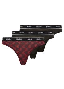 String HUGO UNDERWEAR "TRIPLET THONG DESIGN", Damen, Gr. XL, 3 Stk., open rot 641, Jersey, Obermaterial: 95% Baumwolle, 5% Elasthan, Unterhosen String, wiederholendes Logo am Bund