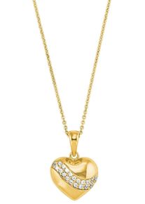 Kette mit Anh&auml;nger Amor "Herz", gold (gelbgoldfarben, wei&szlig;), Halsketten, Damen, Silber 925 (Sterlingsilber), L: 45, Kette mit Anh&auml;nger, mit Zirkonia (synth.)
