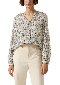 Langarmbluse s.Oliver, Damen, Gr. 42, grau floral, Web, Obermaterial: 100% Viskose, gemustert, regular fit normal, Rundhals, elastischer Bund, Blusen Langarmbluse, mit All-Over Print
