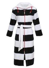 Damenbademantel Carl Ross "106400" Gr. 48, blau (night blau, wei&szlig;), 48/50, Velours, Hausm&auml;ntel, Damenbademantel