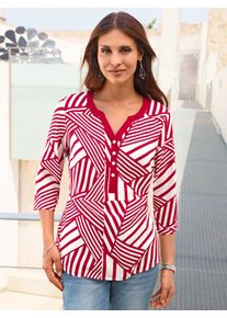 Schlupfbluse Inspirationen, Damen, Gr. 36, rot, wei&szlig;, bedruckt, 100% Viskose, gemustert, mehrfarbig, Rundhals, Blusen Schlupfbluse