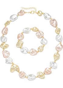 Ketten und Armband Set Firetti "Multipack Schmuck Geschenk Perlenarmband Perlenkette barock K&uuml;gelchen", bunt (gelbgoldfarben, wei&szlig;, apricot, gelb), Schmuck_Sets, Damen, Elasthan, Messing, Perlen, Polyester, Ketten und Armband Set