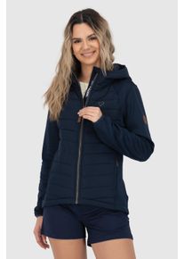 alife and kickin Hybridjacke ALIFE & KICKIN "SoleneAKA", Damen, Gr. XXL, marine, Web, Obermaterial: 95% Polyester, 5% Elasthan, unifarben, figurbetont h&uuml;ftlang, ohne Ausschnitt, Jacken Hybridjacke, mit Kapuze und gestepptem Body