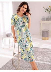 w&auml;schepur Nachthemd W&Auml;SCHEPUR "Nachthemd", Damen, Gr. 36/38, Normalgr&ouml;&szlig;en, gelb (hellgrau, gelb, bedruckt), 50% Baumwolle, 50% Modal, gebl&uuml;mt, gemustert, Kleider Nachthemd