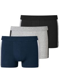 Boxer Schiesser "95/5", Herren, Gr. 4, blau (904, schwarz, dunkelblau, grau, melange), Single Jersey, Obermaterial: 95% Baumwolle, 5% Elasthan, meliert, unifarben, eng, Unterhosen Boxer, mit softem, tonalem Bund, kontraststarke Seitenstreifen