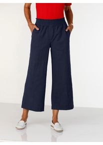 Culotte Casual Looks, Damen, Gr. 46, Normalgr&ouml;&szlig;en, blau (marine), 55% Leinen, 45% Baumwolle, unifarben, 7/8-L&auml;nge, Hosen Culotte
