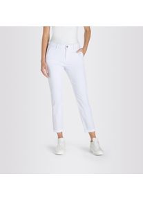 Chinohose MAC "CHINO turn up", Damen, Gr. 46, N-Gr, wei&szlig;, Web, Obermaterial: 96% Baumwolle, 4% Elasthan, unifarben, slim fit kn&ouml;chelfrei, Hosen Chinohose, mit dezentem Glanz, elegant und sportiv zugleich, Topseller