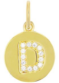 Buchstabenanh&auml;nger Amor "A-Z", gold (gelbgoldfarben, kristallwei&szlig;, kristallwei&szlig;), Schmuckanh&auml;nger, Damen, D, Silber 925 (Sterlingsilber), 0,77 g, Buchstabenanh&auml;nger, mit Zirkonia (synth.)