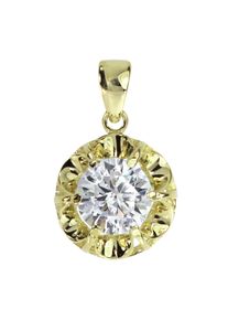 Kettenanh&auml;nger OSTSEE-SCHMUCK "- Pia 9 mm - Gold 333/000 - Zirkonia" Gr. 24, gold (gold 333, goldfarben, gelb), Schmuckanh&auml;nger, Damen, Gelbgold 333, Kettenanh&auml;nger