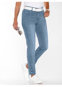 Bequeme Jeans Classic Basics, Damen, Gr. 46, Normalgr&ouml;&szlig;en, blau (blau, bleached), 81% Baumwolle, 17% Polyester, 2% Elasthan, unifarben, lang, Jeans Bequeme Jeans
