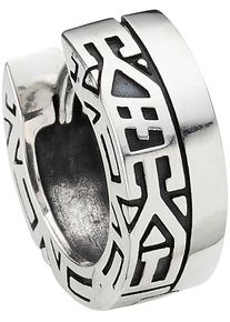 Single-Creole Bruno Banani "Schmuck Geschenk Single Creole 925 Silber strukturiert geschw&auml;rzt", silber (silberfarben), Ohrringe, Damen, 13,5mm, Silber 925 (Sterlingsilber), Single-Creole