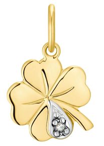 Kettenanh&auml;nger Amor "Kleeblatt", gold (gelbgoldfarben, kristallwei&szlig;, kristallwei&szlig;), Schmuckanh&auml;nger, Damen, Gelbgold 375, 0,46 g, Kettenanh&auml;nger, Made in Germany - mit Zirkonia (synth.)