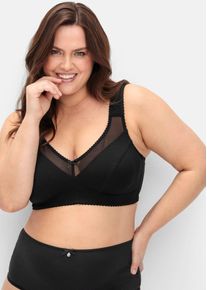 Entlastungs-BH sheego, Damen, Gr. 11,5, Cup D, schwarz, 90% Baumwolle, 6% Elasthan, 4% Polyamid, BHs Entlastungs-BH