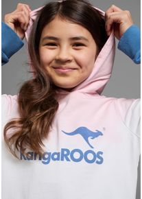 Kapuzensweatshirt Kangaroos "Longsweatshirt mit Farbverlauf", M&auml;dchen, Gr. 176/182, rosa (rosa, blau), Sweatware, Obermaterial: 100% Baumwolle, bedruckt, mehrfarbig, Basic Po-bedeckend, B&uuml;ndchen, Sweatshirts Kapuzensweatshirt, Langarm mit B&uuml;ndchen, taillierter Schnitt, mit Logodruck