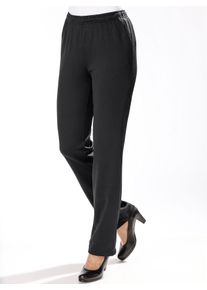 Jerseyhose Classic Basics, Damen, Gr. 46, Normalgr&ouml;&szlig;en, schwarz, 100% Polyester, gemustert, unifarben, lang, Hosen Jerseyhose