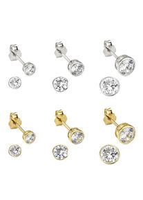 Ohrstecker-Set Bruno Banani "Mulitpack Schmuck Geschenk Silber 925 Ohrschmuckset", gold (silberfarben, gelbgoldfarben, wei&szlig;, kristallwei&szlig;), Ohrringe, Damen, Silber 925 (Sterlingsilber), Ohrstecker-Set, mit Zirkonia (synth.)