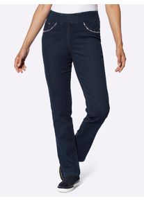 Schlupfjeans Casual Looks, Damen, Gr. 46, Normalgr&ouml;&szlig;en, blau (dunkelblau), 78% Baumwolle, 20% Polyester, 2% Elasthan, unifarben, lang, Jeans Schlupfjeans