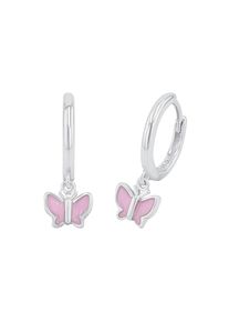 Paar Creolen Prinzessin Lillifee "Schmetterlinge", bunt (silberfarben, rosa), Ohrringe, Damen, Silber 925 (Sterlingsilber), Paar Creolen, mit Emaille