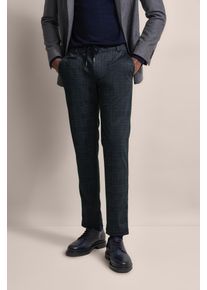 Chinohose Bugatti, Herren, Gr. 35, L&auml;nge 34, blau (marine), 75% Polyester, 20% Viskose, 5% Elasthan, kariert, slim fit, Hosen Chinohose, mit Gummizug