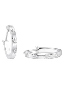 Paar Creolen Amor "Sterne", bunt (silberfarben, wei&szlig;, kristallwei&szlig;), Ohrringe, Damen, Silber 925 (Sterlingsilber), Paar Creolen, mit Zirkonia (synth.)