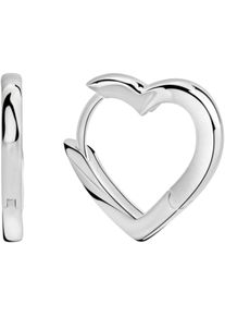 Paar Creolen Firetti "Schmuck Geschenk Silber 925 Ohrschmuck Ohrringe Herz", silber (silberfarben), Ohrringe, Damen, 15mm, Silber 925 (Sterlingsilber), Paar Creolen