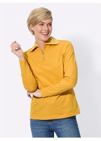 Langarmshirt Classic Basics "Shirt", Damen, Gr. 42, gelb (ocker), 100% Baumwolle, unifarben, Shirts Langarmshirt