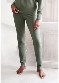 Strickhose Lascana, Damen, Gr. 44/46, N-Gr, gr&uuml;n, Strick, Obermaterial: 52% Polyester, 44% Polyacryl, 4% Elasthan, meliert, unifarben, bequem lang, Hosen Strickhose, aus weichem Strick, Loungewear