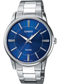 Quarzuhr, silber (edelstahlfarben, blau), CASIO TIMELESS COLLECTION, Armbanduhren, Damen, Quarzuhr, Armbanduhr, Herrenuhr, Damenuhr, analog, Neo-Display, Edelstahlarmband