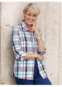 Karobluse Classic Basics, Damen, Gr. 56, bunt (fuchsia, marine, kariert), 65% Polyester, 35% Baumwolle, gemustert, mehrfarbig, Blusen Karobluse