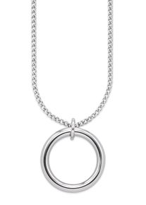 Lange Kette "Schmuck Geschenk Edelstahlkette lang mit runden Anh&auml;nger", edelstahlfarben, ANISTON JEWELRY & WATCHES, Halsketten, Damen, Edelstahl, L: 60 B: 2,8mm, Lange Kette, B:2,8mm