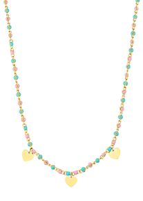 Kette mit Anh&auml;nger Prinzessin Lillifee "Herzen", bunt (gelbgoldfarben, blau, rosa), Halsketten, M&auml;dchen, Edelstahl, L: 38 B: 2,2mm, Kette mit Anh&auml;nger, B:2,2mm