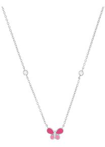 Kette mit Anh&auml;nger Prinzessin Lillifee "Schmetterling", wei&szlig; (silberfarben, rosa, pink, wei&szlig;), Halsketten, M&auml;dchen, Silber 925 (Sterlingsilber), L: 38, Kette mit Anh&auml;nger, mit Emaille - mit Zirkonia (synth.)