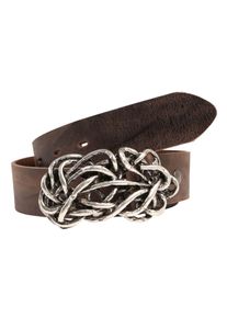 Lederg&uuml;rtel RETTUNGSRING G&Uuml;RTEL, Damen, Gr. 80, braun (dunkelbraun), Rindsleder, unifarben, G&uuml;rtel Lederg&uuml;rtel, mit Koppelschlie&szlig;e in Knoten-Optik, wechselbar