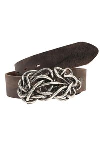 Lederg&uuml;rtel RETTUNGSRING G&Uuml;RTEL, Damen, Gr. 95, braun (dunkelbraun), Rindsleder, unifarben, G&uuml;rtel Lederg&uuml;rtel, mit Koppelschlie&szlig;e in Knoten-Optik, wechselbar