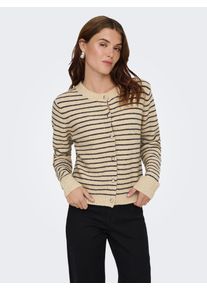 Strickjacke Only "ONLCHESTER LIFE LS STRIPE CARDI CC KNT", Herren, Gr. L, humus stripes:niht sky, mel, silber button, Strick, Obermaterial: 52% Polyester, 36% Polyacryl, 10% Wolle, 2% Elasthan, gestreift, regular fit normal, Rundhals, Strickjacken Strickjacke