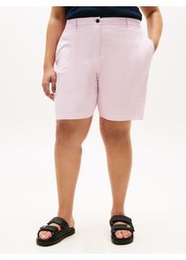 Chinoshorts Tommy Hilfiger Curve "CRV CO GMD BLEND CHINO SHORT", Damen, Gr. 54, N-Gr, lila powder, Web, Obermaterial: 65% Baumwolle, 33% Lyocell, 2% Elasthan, unifarben, regular fit kurz, Hosen Chinoshorts, in gro&szlig;en Gr&ouml;&szlig;en