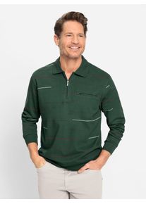 Langarm-Poloshirt Marco Donati "Sweatshirt", Herren, Gr. 44/46, gr&uuml;n (moos), 100% Baumwolle, gemustert, gestreift, mehrfarbig, meliert, Shirts Langarm-Poloshirt