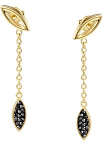 Paar Ohrstecker Firetti "Schmuck Geschenk Edelstahl Ohrschmuck Ohrringe Oval Drop", schwarz (gelbgoldfarben, schwarz, schwarz), Ohrringe, Damen, Edelstahl, Paar Ohrstecker, mit Zirkonia (synth.)