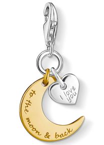Charm-Einh&auml;nger Thomas Sabo "Mond & Herz I LOVE YOU TO THE MOON & BACK", gold (silberfarben, gelbgoldfarben), Charms, Damen, Silber 925 (recycelt), Charm-Einh&auml;nger