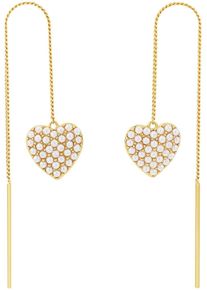 Paar Ohrh&auml;nger Amor "Herzen", gold (gelbgoldfarben, wei&szlig;), Ohrringe, Damen, Silber 925 (Sterlingsilber), Paar Ohrh&auml;nger, mit Glasperle