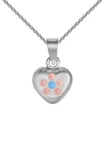 Kette mit Anh&auml;nger Firetti "Schmuck Geschenk Silber 925 Halsschmuck Halskette Ankerkette Herz", bunt (silberfarben, rosa, hellblau), Halsketten, M&auml;dchen, Silber 925 (Sterlingsilber), L: 38 B: 1,1mm, Kette mit Anh&auml;nger, Made in Germany, B:1,1mm