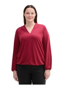Langarmshirt Tom Tailor PLUS, Damen, Gr. 50, rot (deep rot), Single Jersey, Obermaterial: 70% Modal, 30% Polyester, unifarben, loose fit h&uuml;ftbedeckend, V-Ausschnitt, elastischer Bund, Shirts Langarmshirt, mit V-Ausschnitt