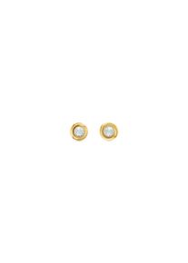 Paar Ohrstecker Calvin Klein "TWISTED BEZEL SOLITAIRE", gold (gelbgoldfarben, edelstahlfarben, kristallwei&szlig;, kristallwei&szlig;), Ohrringe, Damen, 10mm, Edelstahl, Paar Ohrstecker, mit Preciosa Crystal