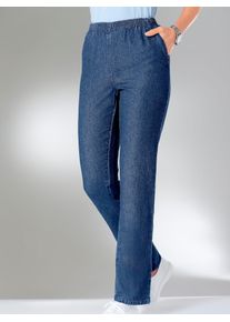 Schlupfjeans Classic Basics, Damen, Gr. 46, Normalgr&ouml;&szlig;en, blau (blau, stone, washed), 100% Baumwolle, unifarben, lang, Jeans Schlupfjeans