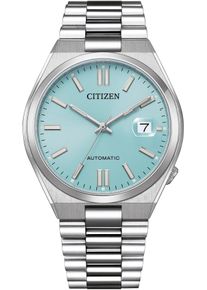 Automatikuhr Citizen "TSUYOSA 60h", silber (silberfarben, hellblau), Armbanduhren, Damen, Automatikuhr, Armbanduhr, Damenuhr, Herrenuhr, Edelstahlarmband, Saphirglas, Datum