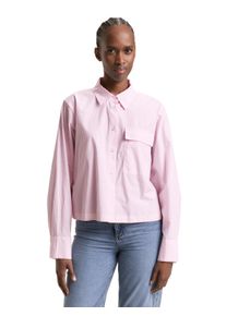 Langarmbluse Tom Tailor Denim, Damen, Gr. XXL, soft mauve wei&szlig; stripe, Web, Obermaterial: 100% Baumwolle, gestreift, l&auml;ssig geschnitten h&uuml;ftlang, Rundhals, 1-Knopf-Manschette, Blusen Langarmbluse, gestreift, kurze Form, mit Brusttasche