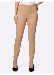 Schlupfjeans Inspirationen, Damen, Gr. 46, Normalgr&ouml;&szlig;en, braun (camel), 97% Baumwolle, 3% Elasthan, unifarben, lang, Jeans Schlupfjeans